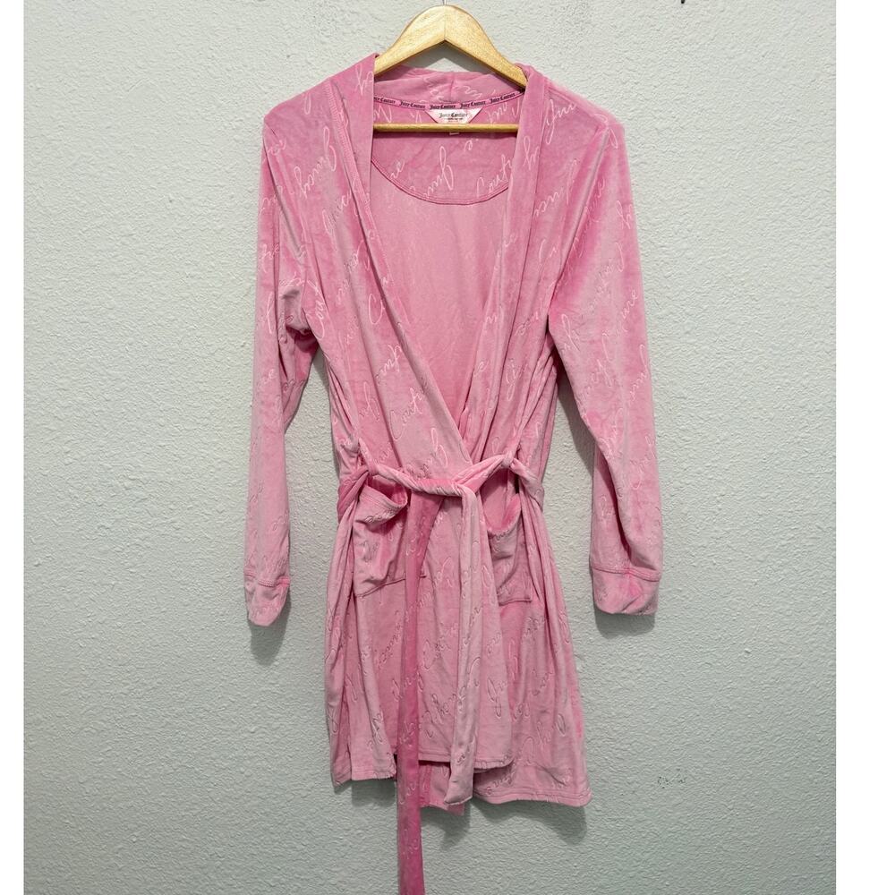 Juicy Couture Pink Robe Velour Soft Cozy Lounge Y2K Glam